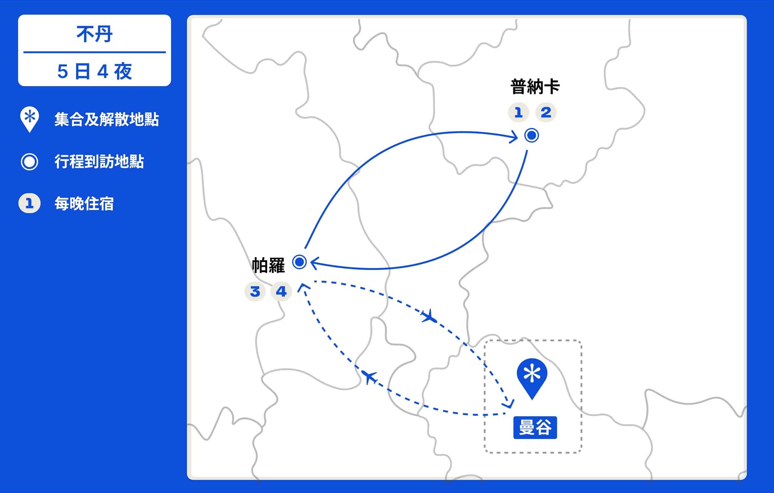 Bhutan March Marathon In-Depth Tour【5 Days 4 Nights】(2026) route map