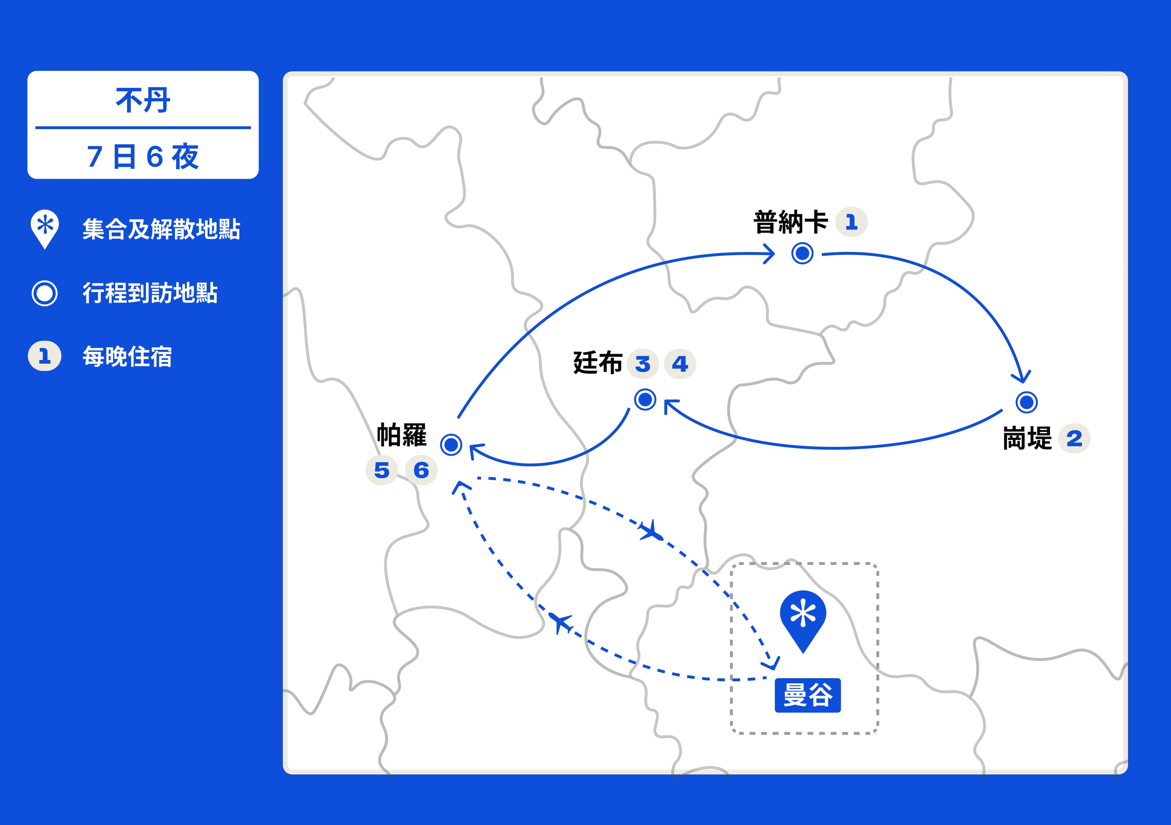 100Most Dong Fong Sing "Journey to the East" Bhutan In-Depth Tour [7 Days 6 Nights] route map