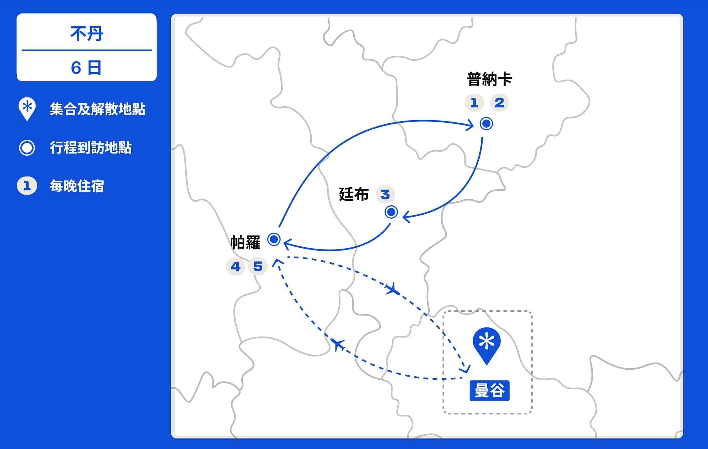 Bhutan March Marathon In-Depth Tour【6 Days 5 Nights】(2026) route map